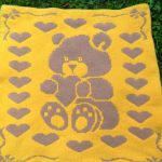 Bear with hearts - beautiful picture for a children's rug with his own hands