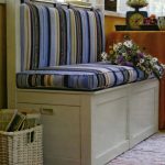 Small striped sofa with storage boxes