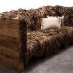 Unusual sofa with fur upholstery