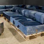 Denim upholstery for homemade sofa
