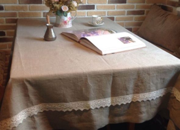 Plain linen tablecloth