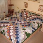 Multicolored square elements for bedspread