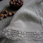 Gray linen tablecloth with lace