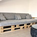 Gray sofa with a frame of pallet