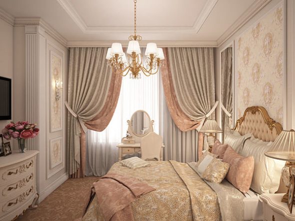 The combination of curtains and bedspreads