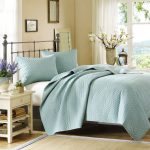 Blue quilted viscose bedspread