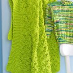 Bright green children's knitting plaid