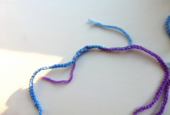 Sewn rope of two colors