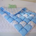 Baby blanket using bonbon technique for a boy’s crib