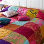 Patchwork quilt from large multicolored squares