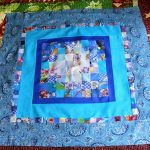 Gentle cover in blue and blue colors in patchwork technique