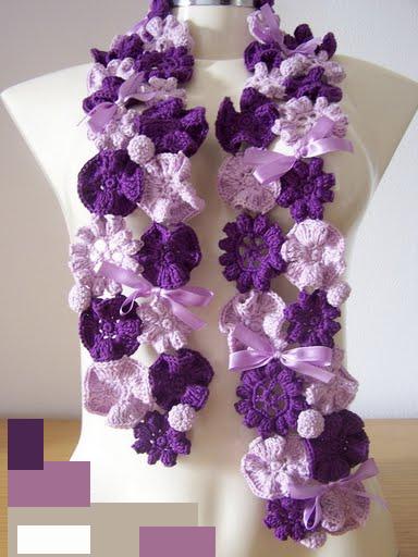 Delicate scarf made of floral motifs