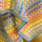 Crochet striped knit rug
