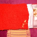 White and red doll bedding set