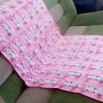 Large pink blanket with fluffy hare