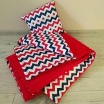 Red plush and multi-colored zigzags for a bright plaid