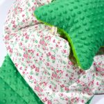 Green plush and floral cotton for a cozy rug
