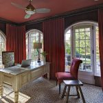 Black wooden eaves for claret curtains