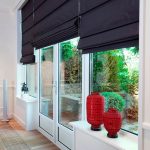 Black frame curtains with fastening on the frame