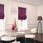 Purple roman blinds with profile bows