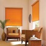 Orange rolled curtains