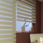 rolety kasetowe zebra w oknie salonu