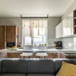 Design of modern kitchen-living room