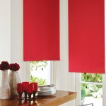 Roller blinds with red cloth