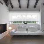 Living room design with white sofa