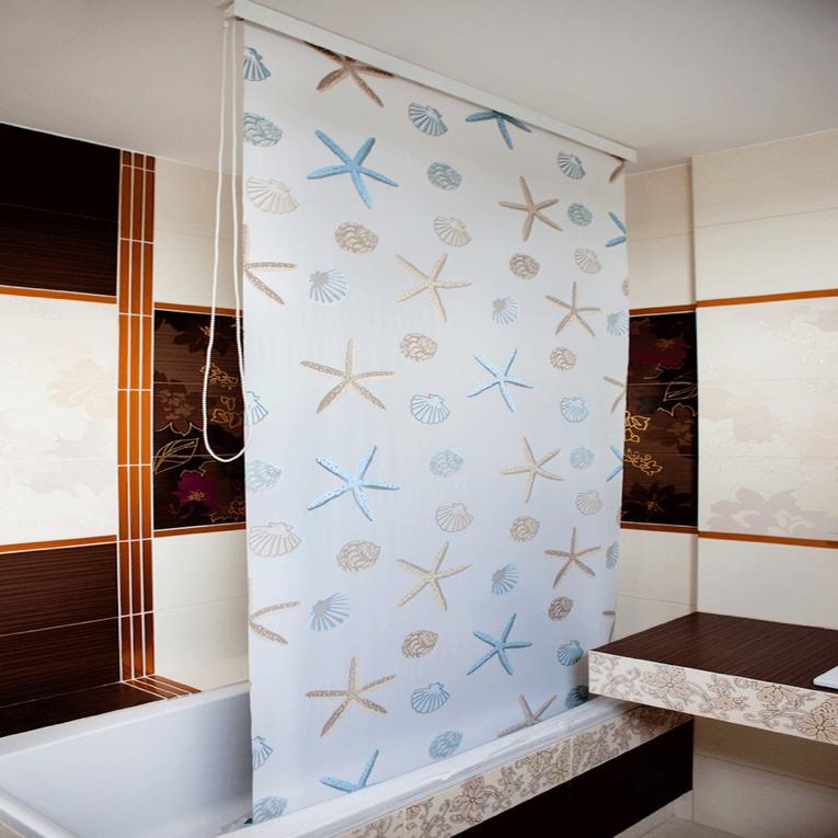 Roller blind in the interior of the bathroom