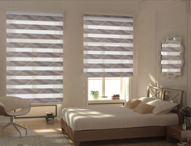 Bedroom Design na may Zebra Blinds