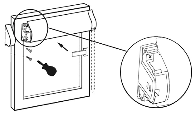 Instalační schéma typu rolet kazet na šrouby
