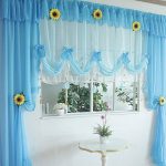 Double-layered blue and white curtains