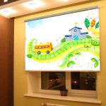 Roller blind with photo printing on the window of the children's room