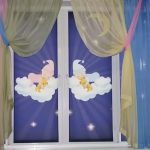 Curtains with a photo printing in the room of the boy of preschool age