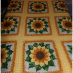 Beautiful patchwork bedspread with sunflowers