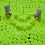 Beautiful lime blanket of pompons with cubs
