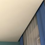 Stretch ceiling design with a niche for curtains