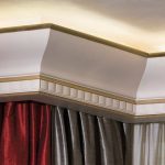 Curtain ceiling with backlit curtains