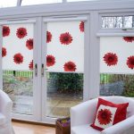 Red flowers on canvas blinds