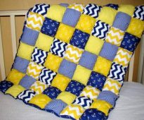 Синьо-жълто обемно одеяло в морски стил