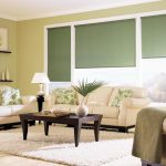 الستائر الخضراء الداكنة لغرفة المعيشة