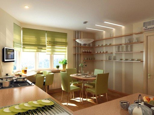 Zelené závěsy jsou perfektně kombinovány s nábytkem a dekorem.