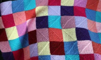 Plaid knitting squares,