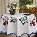 Country tablecloth with Butterfly embroidery