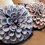 Decorative pillows with handmade flowers