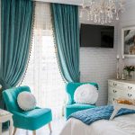 White cushions sa turquoise upholstered chairs