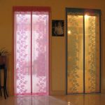 Curtains of transparent material on the doorways