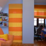 Striped curtains in the children's room