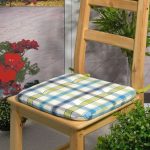 Checkered cushion for wooden chair